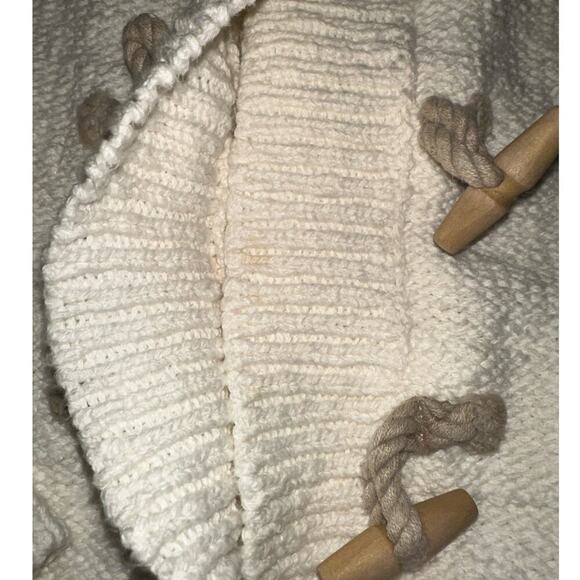 J Crew | XXS | Fisherman Toggle Knit Cardigan Sweater cream rope wood cotton - Picture 5 of 9